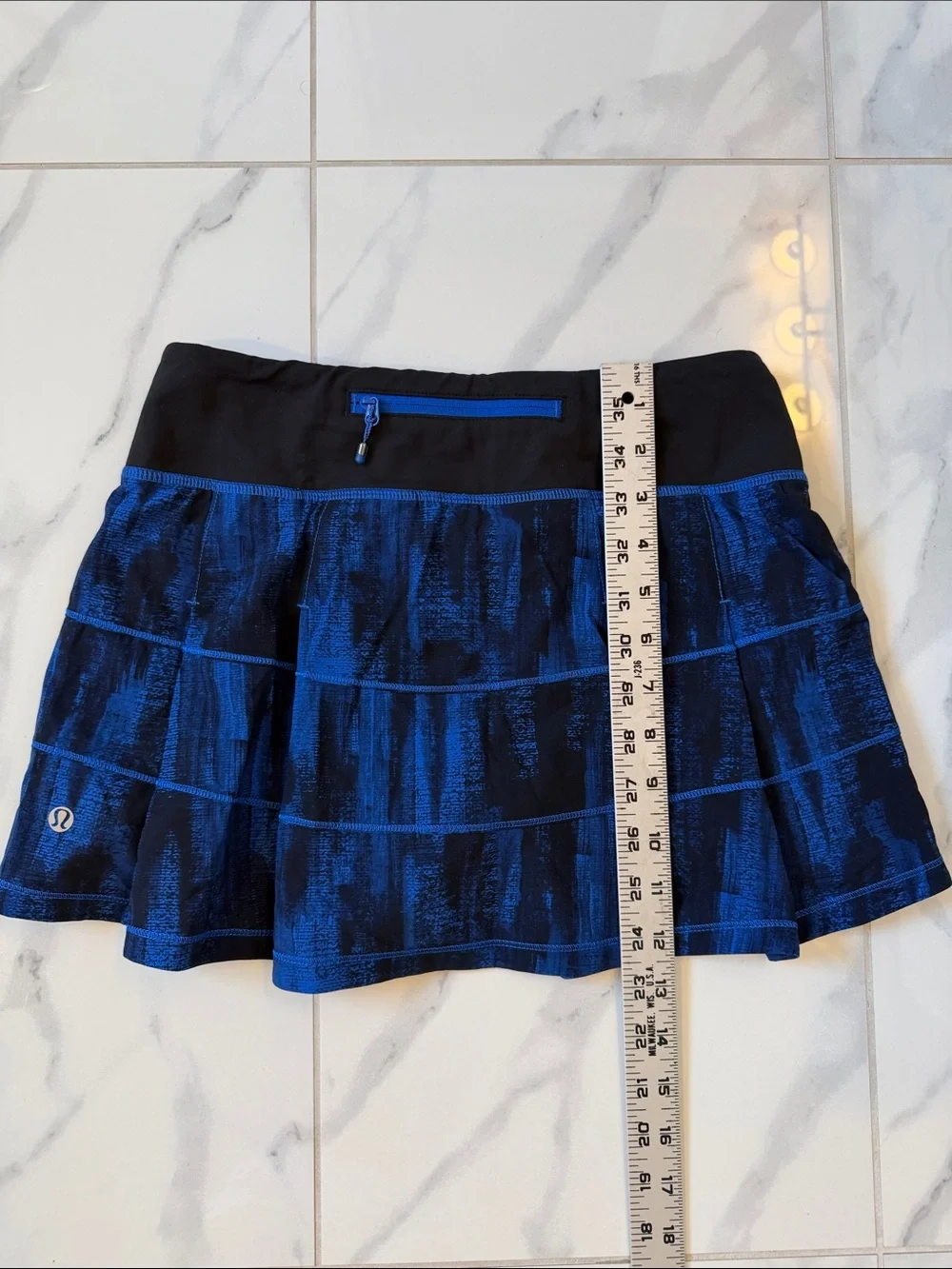 Lululemon Pace Rival Skirt II Nightsky White Harbor Blue Black Skort Size 4